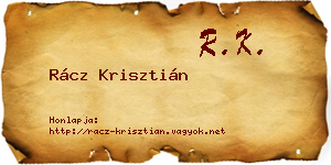Rácz Krisztián névjegykártya