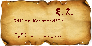 Rácz Krisztián névjegykártya